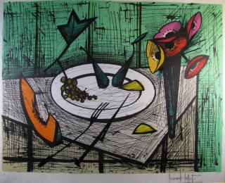 ビュッフェ　buffet　アネノネと静物　nature morte aux anemones 1986　絵画（リトグラフ）作品