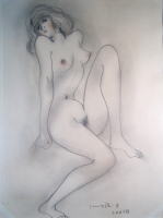 古沢岩美　裸婦　絵画（鉛筆・彩色）作品