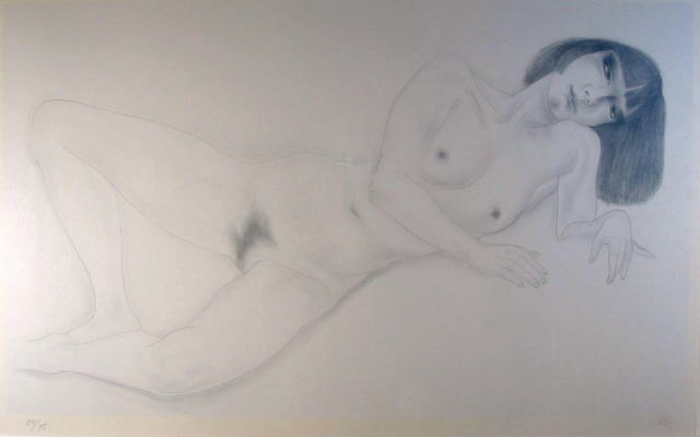 加山又造　横になる裸婦�U-3　絵画（リトグラフ）作品